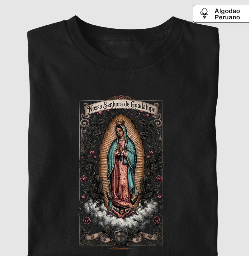 Camiseta Nossa Senhora de Guadalupe (Arte Sacra Vintage Ilustrada)