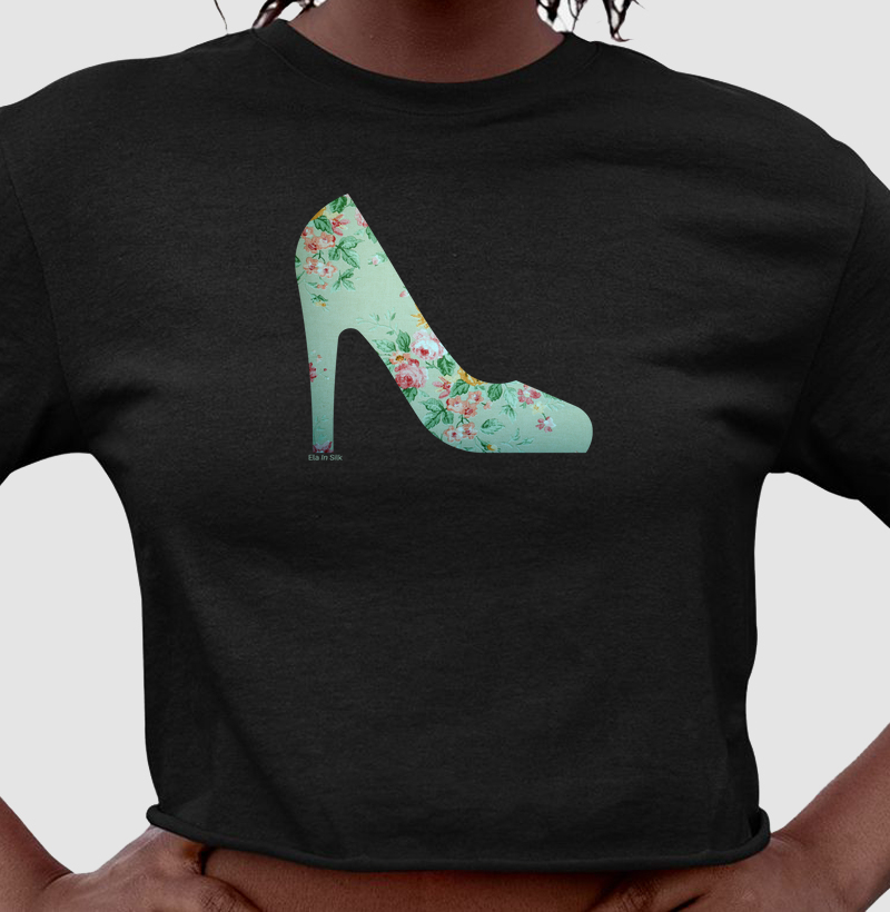 Scarpin floral verde