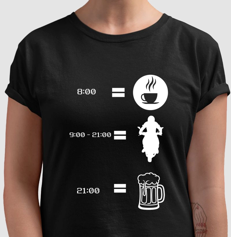 Camiseta Motociclista Coffe, Road, Beer