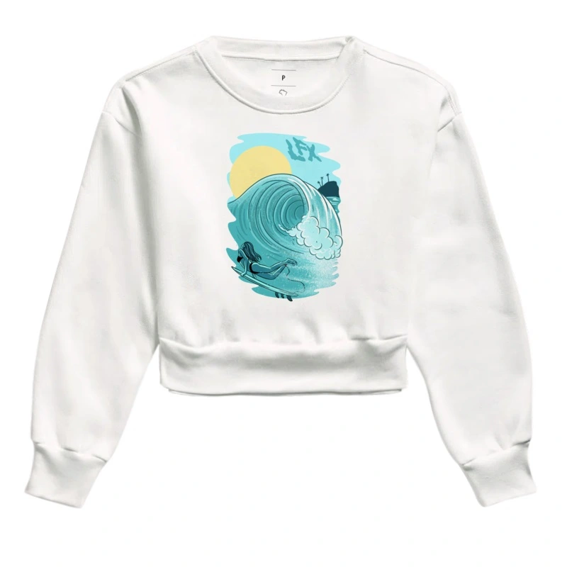 Moletom Cropped Mulher Surfista Furando Onda V01