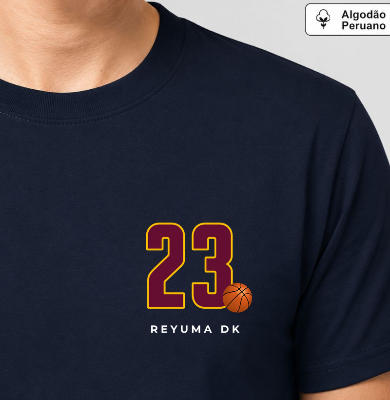 Camiseta Masculina de Algodão Peruano Basquete "23 papai LB" - Camiseta Algodão Peruano