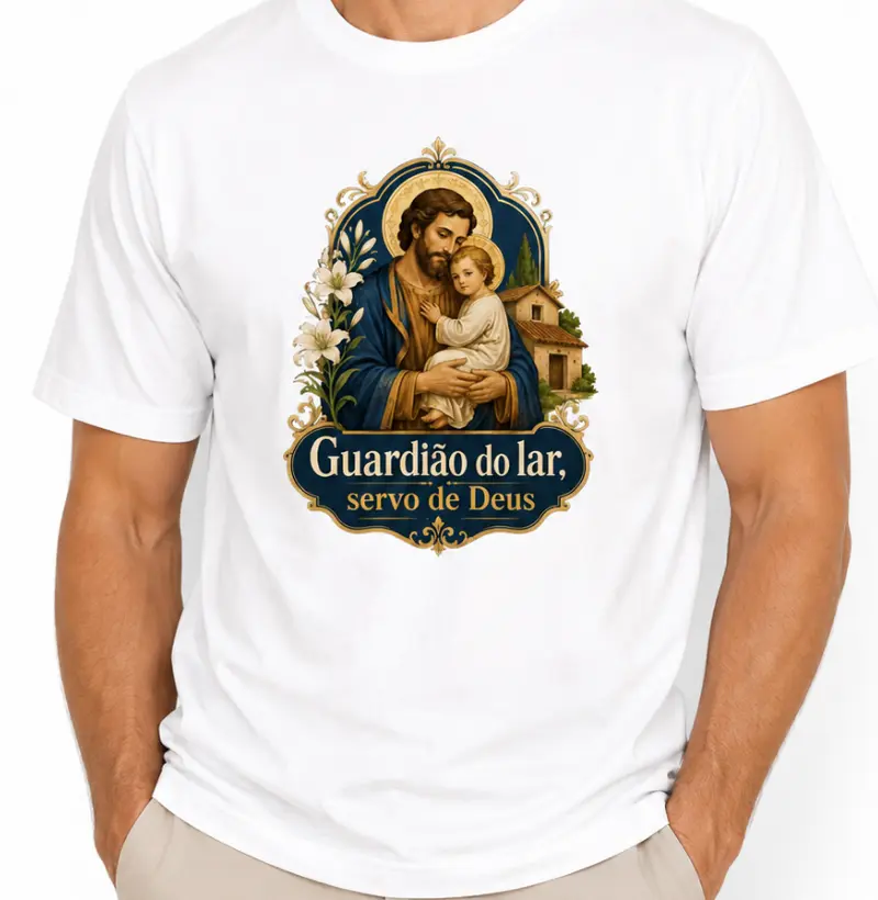 Camiseta Algodão Peruano Guardião do Lar (Estampa Frontal)