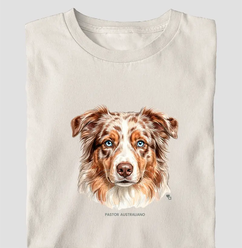 Cães - Pastor Australiano (Red Merle) - Oversized - Camiseta Oversized