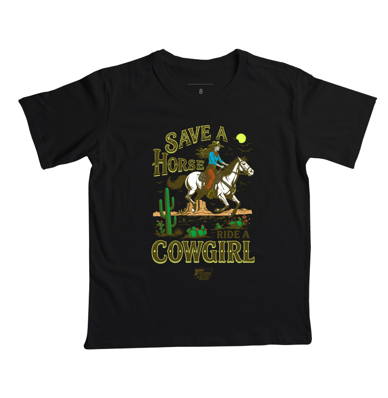 Save a Horse Ride a Cowgirl Pólvora com Blush - Camiseta Infantil