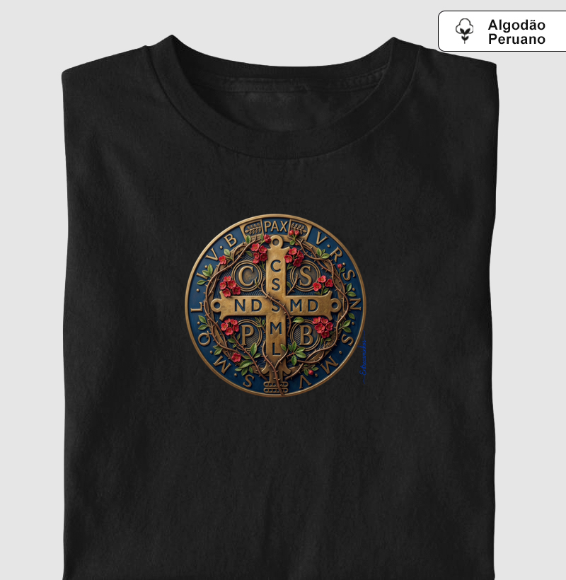 Medalha de São Bento e planta Coroa-de-Cristo