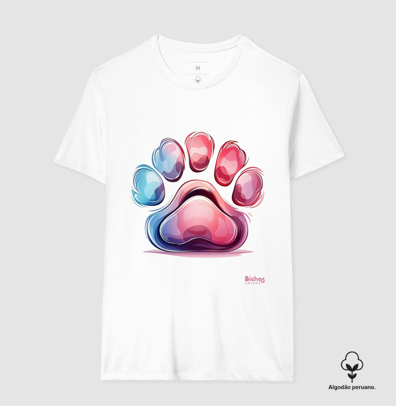 Camiseta Pata de Cachorro Colorida - Bichos Amigos