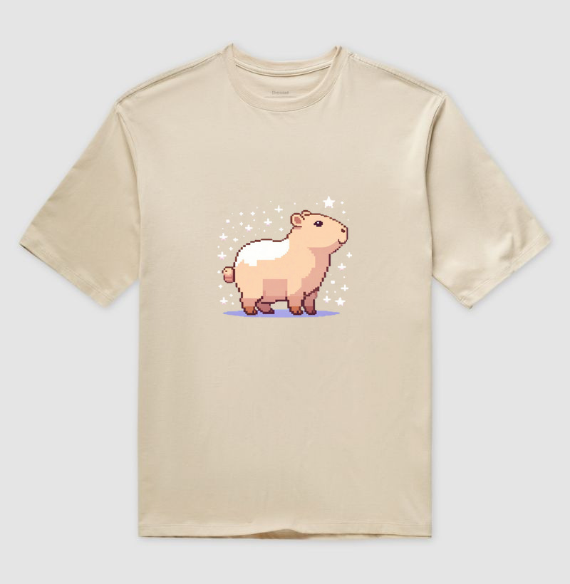 Camiseta Oversized Capivara Pixel Art