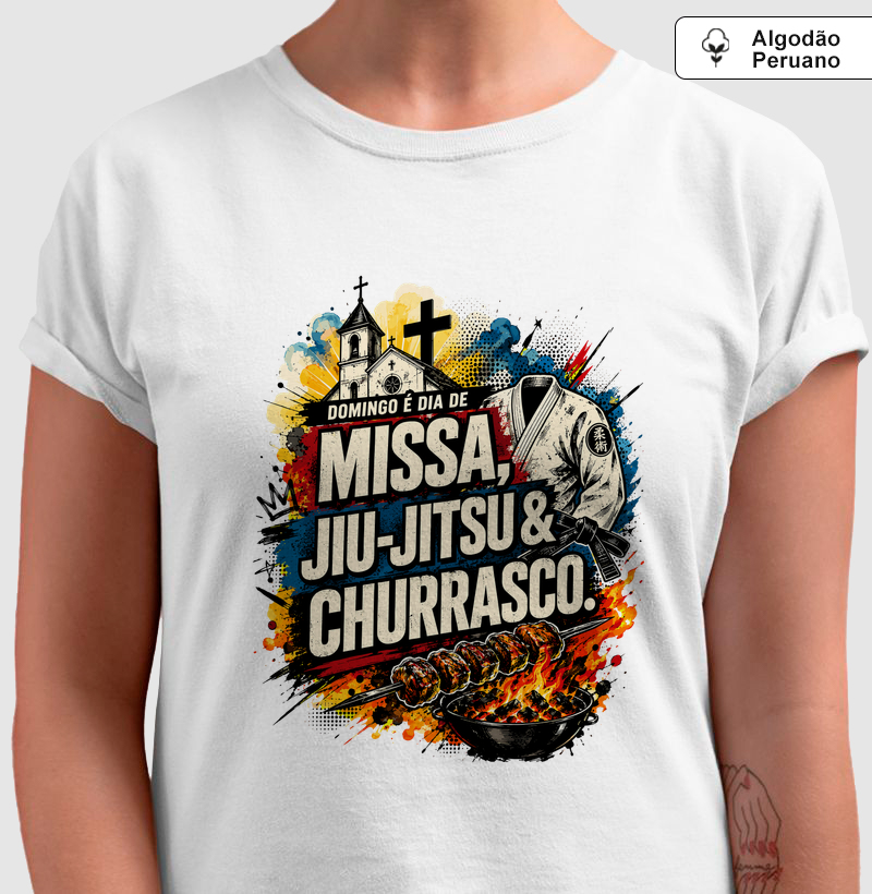 Missa, Jiu-Jitsu e Churrasco Streetwear - Algodão Peruano