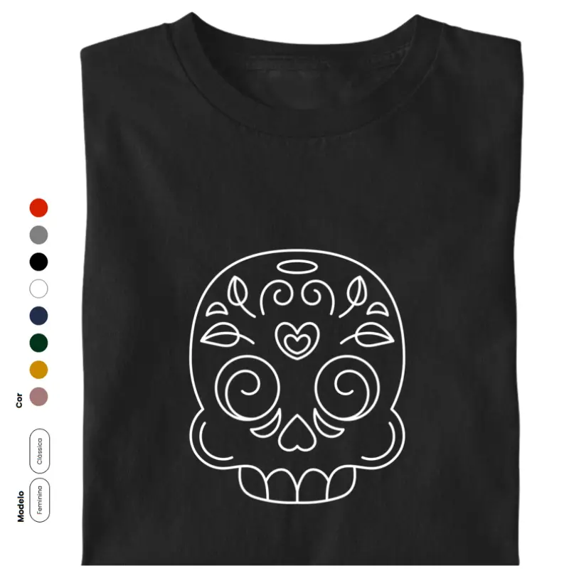 Caveira Mexicana estampa preta e branca