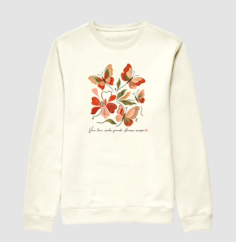Camiseta Viva leve, Sonhe grande, Floresça sempre.