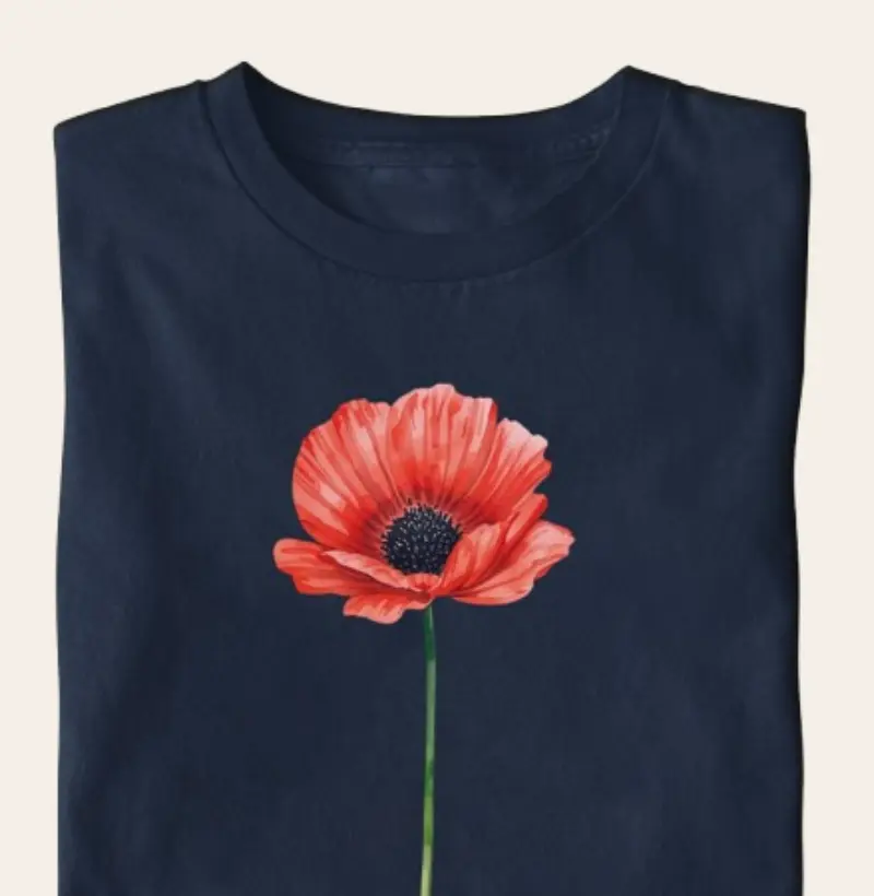 Camiseta Algodão Premium - Poppy Bloom