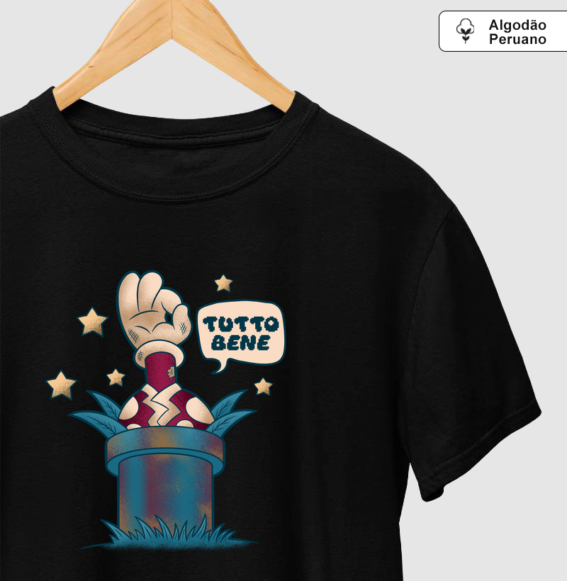 Camiseta Algodão Peruano Tutto Bene Retro Gamer Parody - Camiseta Algodão Peruano