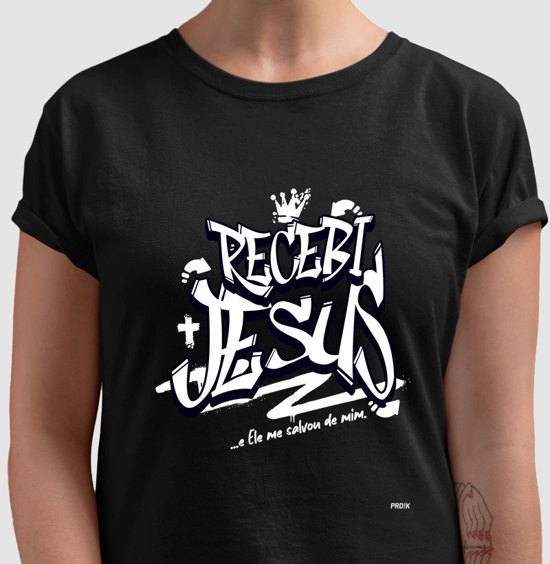 Camiseta 100% Algodão com Estampa - Recebi Jesus