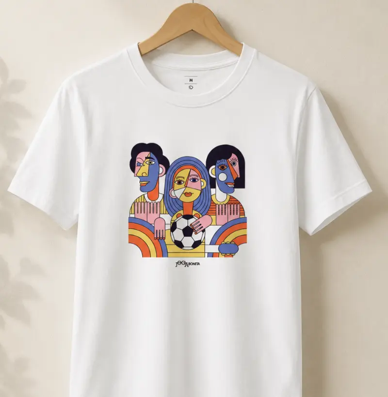 feminina de futebol estampa "cubismo unidas pelo futebol" joga bonita