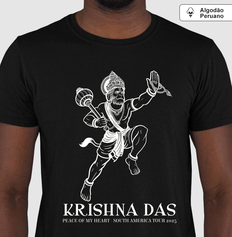 Hanuman Head - Camiseta Algodão Peruano - Estampa Branca