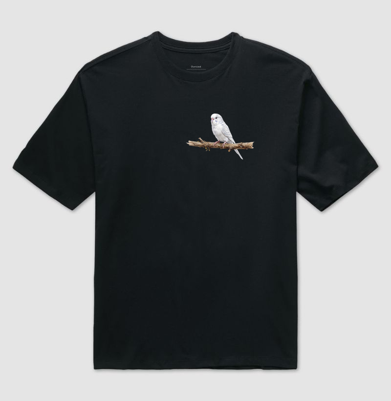 Periquito Branco Minimalista - Camiseta Oversized