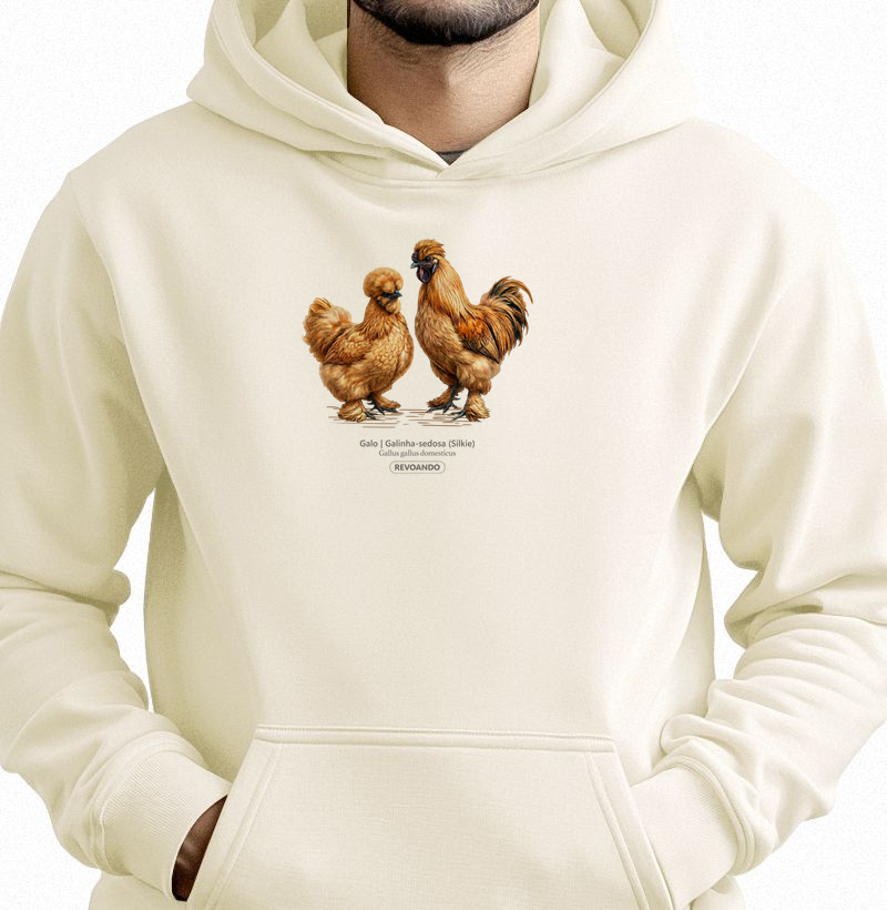 Traços Alados - Galo | Galinha-sedosa - Moletom Hoodie