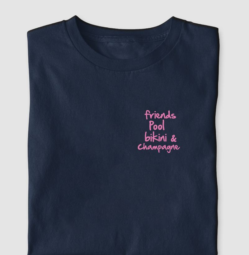 Friends, pool, bikini & champagne