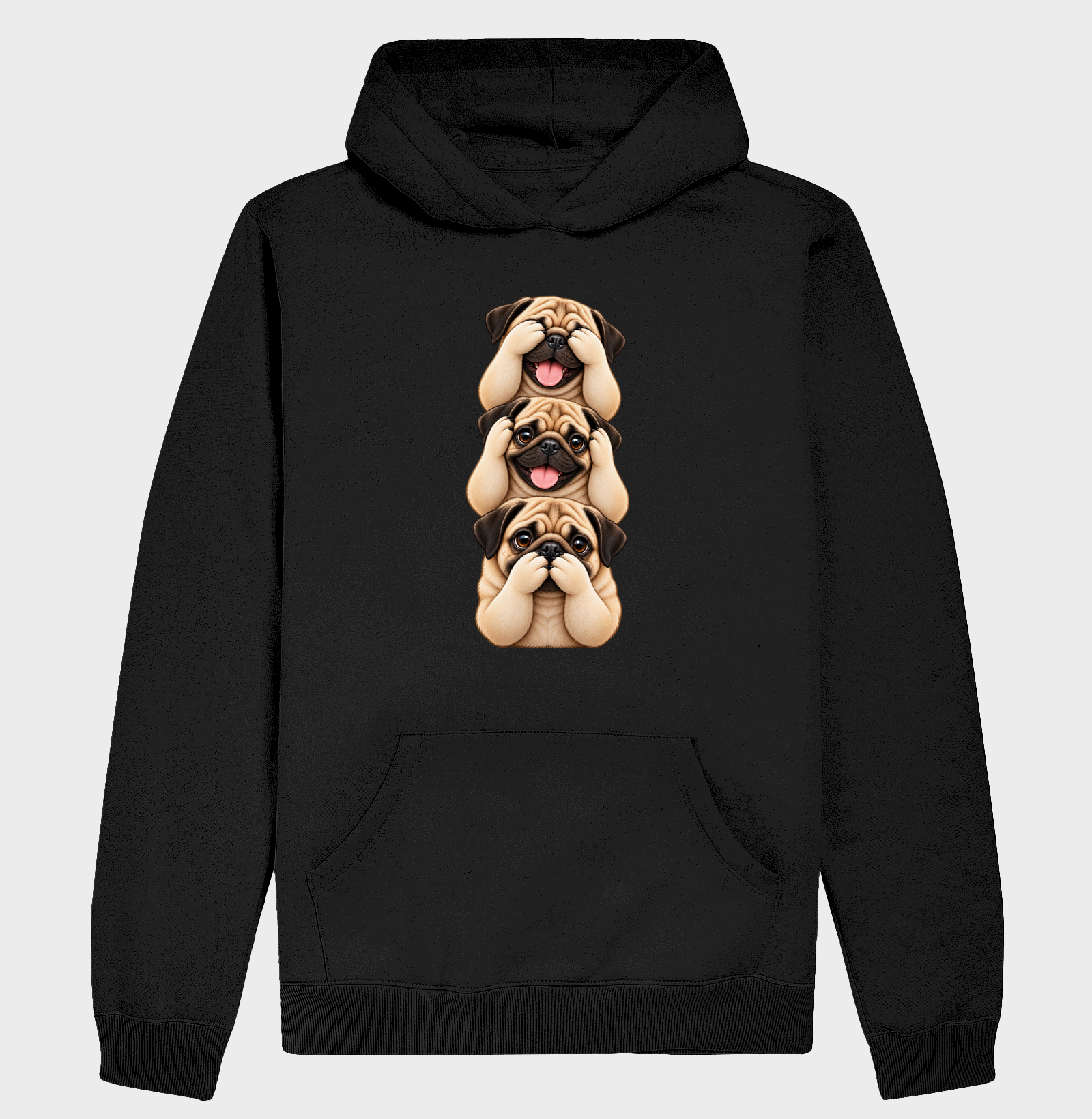 Ver, ouvir e falar versão Pug - Hoodie Moletom
