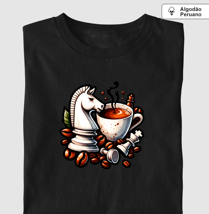 xícara de café e xadrez