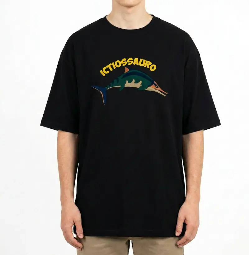 Camiseta Dinossauro Oversized Ictiossauro Algodão Premium Dinoloco