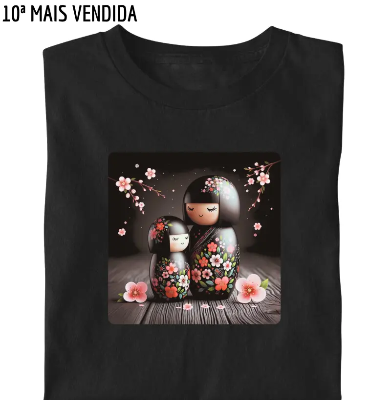 KOKESHI - Mãe e filha e cerejeiras