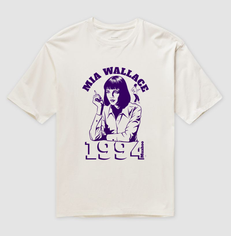 Camiseta Oversized Off White Pulp Fiction Mia Wallace 1994 - Muahoo