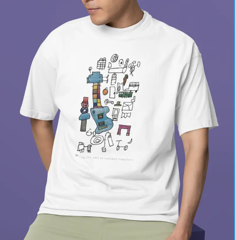 Camiseta Adulto Violão Azul by Eduardo Tomazelli