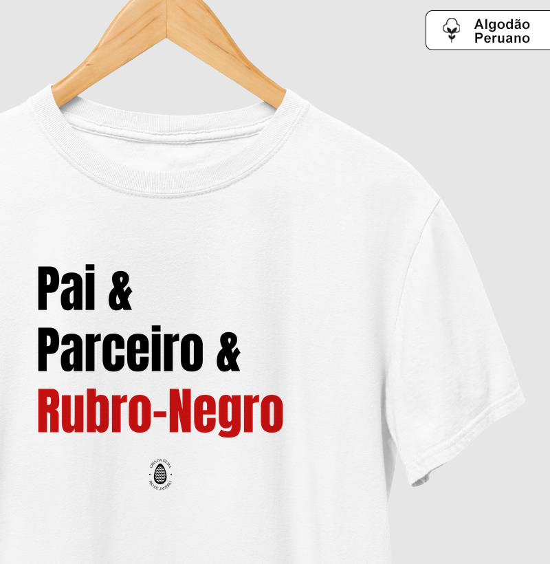 Camiseta Algodão Peruano Pai & parceiro & rubro negro