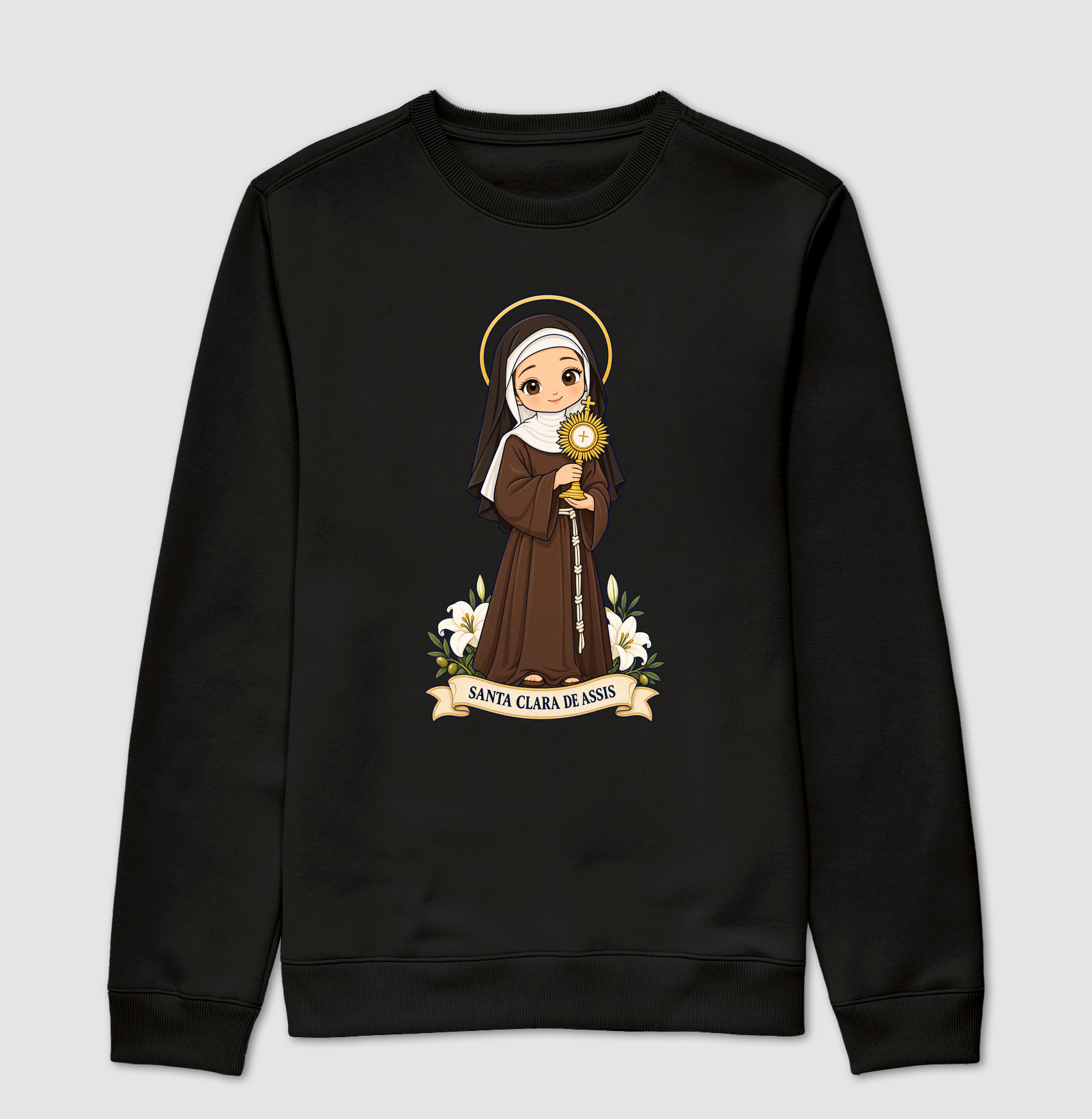 Santa Clara de Assis estilo chibi - Suéter Moletom