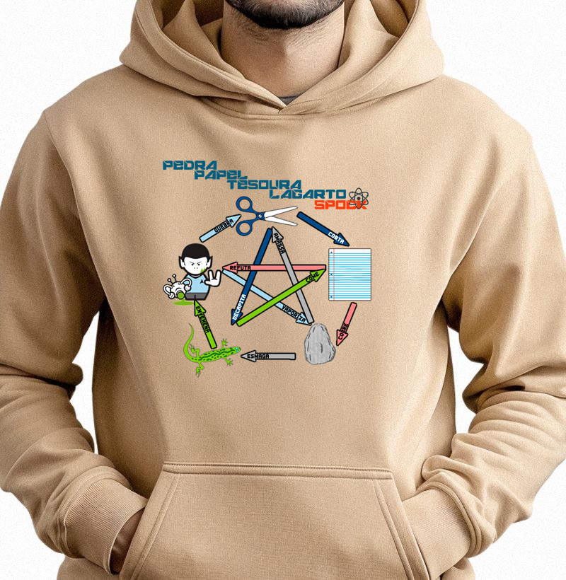 Pedra, Papel, Tesoura, Lagarto, Spock - Hoodie Moletom