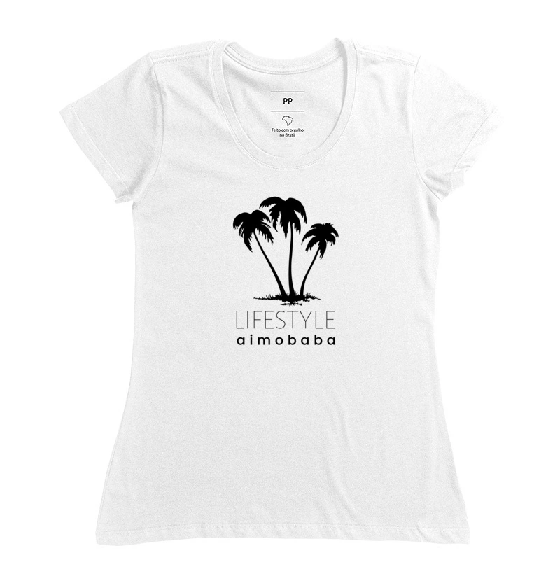 Camiseta Aimobaba Lifestyle Coqueiro feminina branca