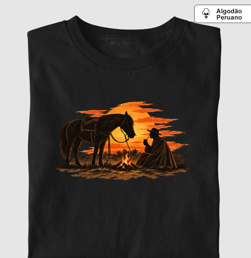 Mate, Pingo y Fogón - Camiseta Algodão Peruano