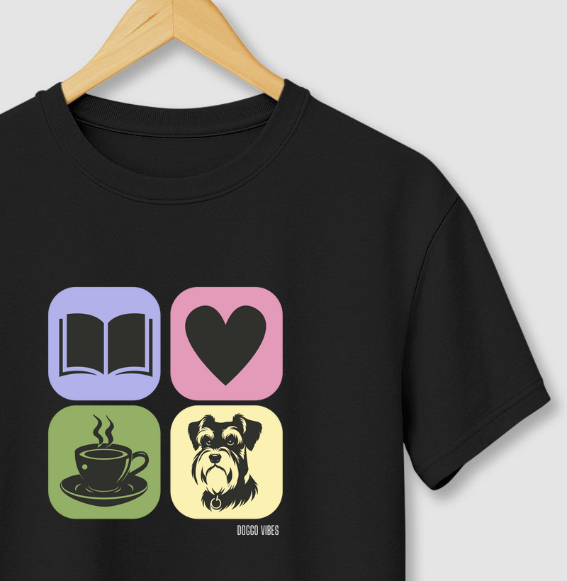 Livro, amor, café e Schnauzer