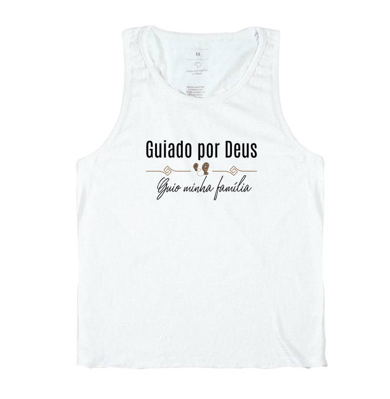 Camiseta Regata Guiado por Deus, guio minha família - Regata