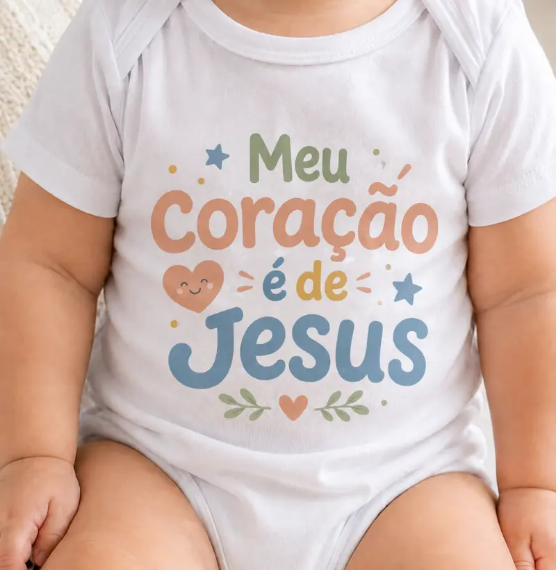 Body Bebê Cristão Meu Coração é de Jesus