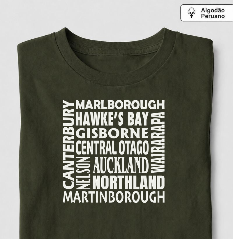 Wine Origins - Nova Zelandia - Camiseta Algodão Peruano
