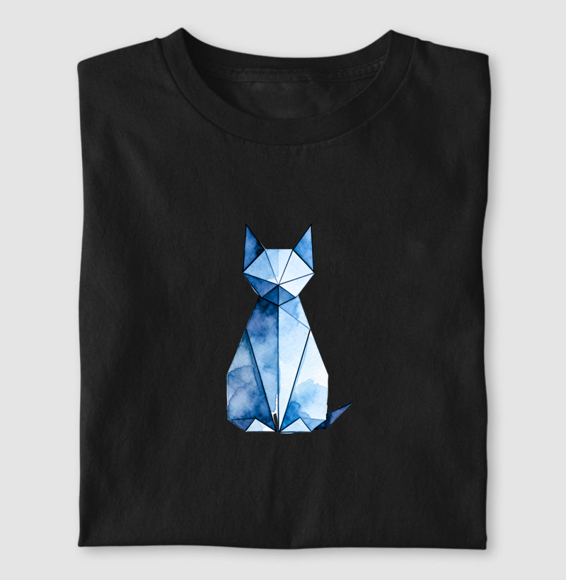 Origami Cat Aquarela Azul