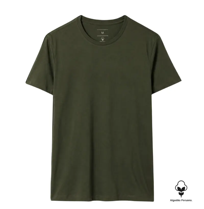 Camiseta lisa PREMIUM algodão peruano verde musgo - CLÁSSICA