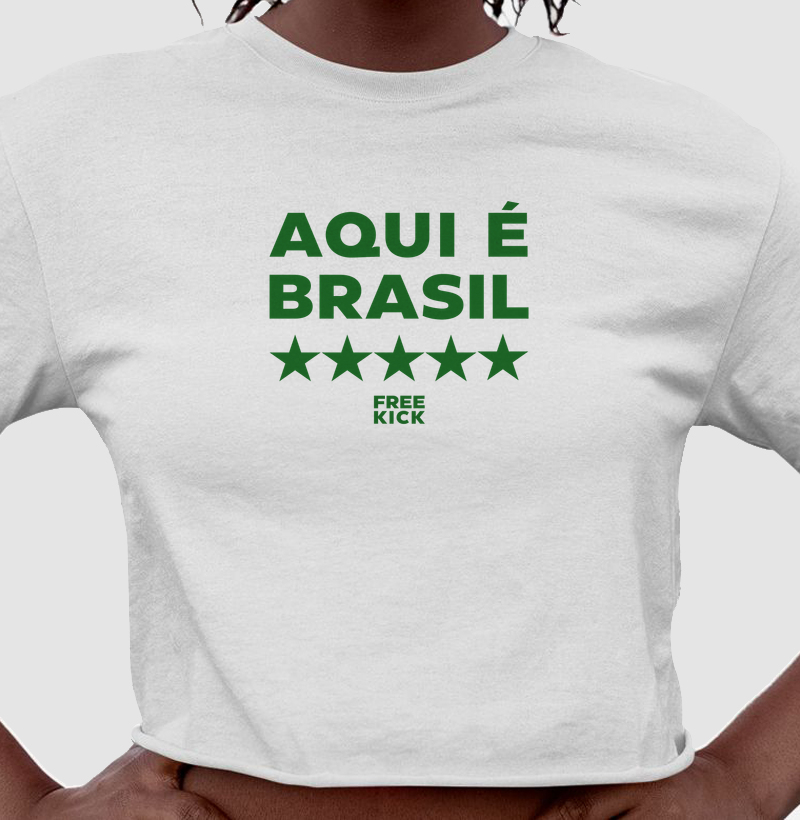 CAMISETA CROPPED FREE KICK AQUI É BRASIL