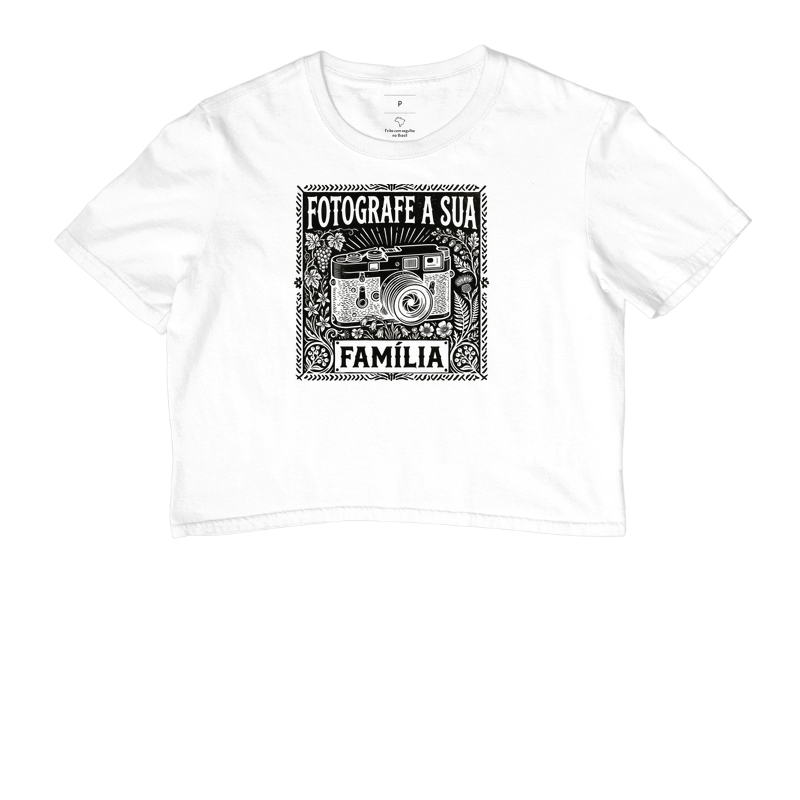 Camiseta cropped Fotografe a sua família - Algodão Premium - ilustração preta