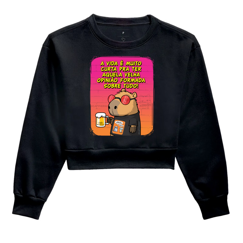 Camiseta Capivara Opinião - Cropped Moletom