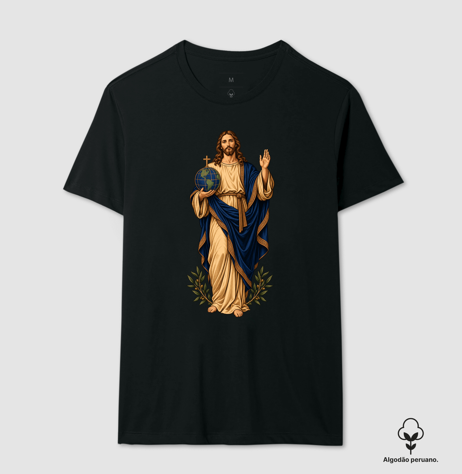 Salvador do Mundo - Cristo Vivo - Camiseta Algodão Peruano