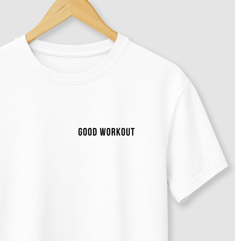 T-shirt Good Workout Branca Logo Pequena Preta