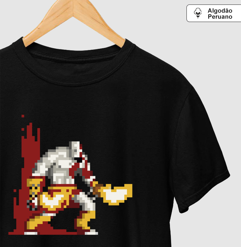 Camiseta Algodão Peruano Deus Grego Pixelado