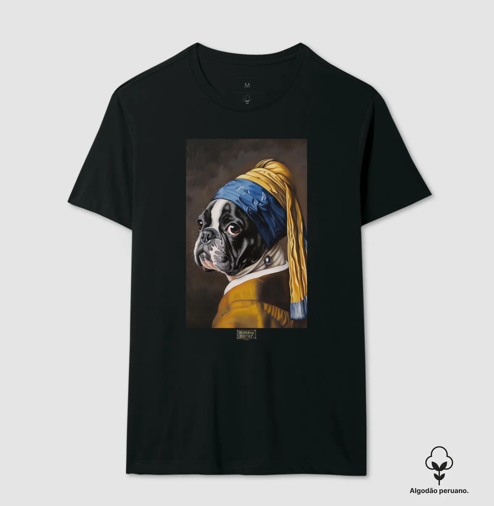 Camiseta Premium Bulldog Frances "Francesa com brinco de pérola"