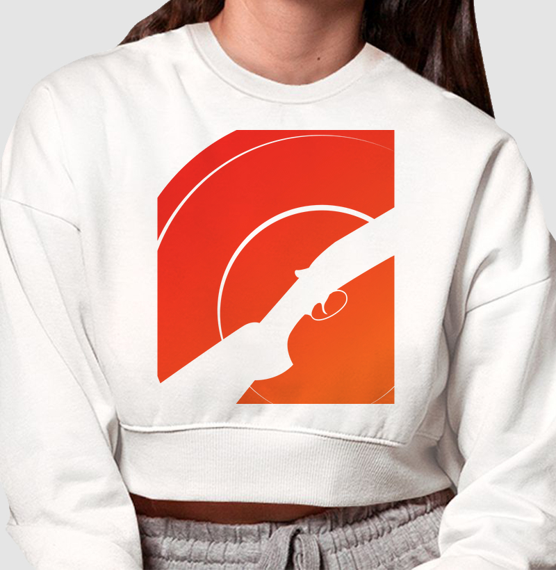 Cropped Exclusiva - Tiro ao Prato Silhueta e Prato Laranja