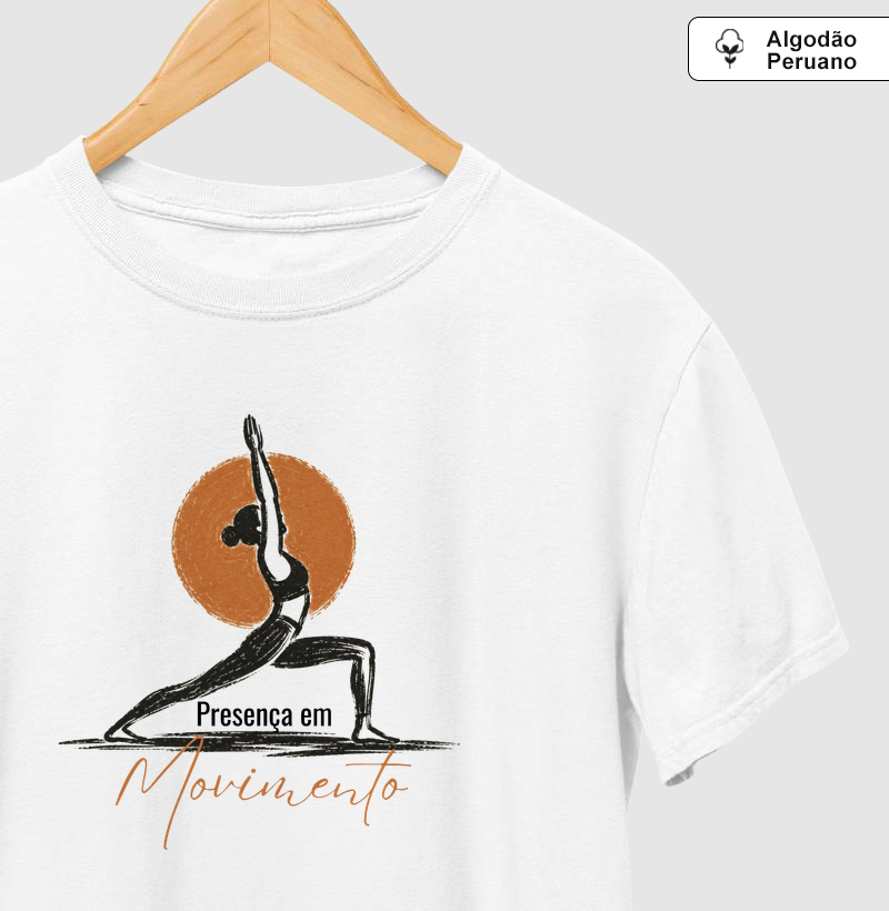Presença em movimento - Camiseta Algodão Peruano