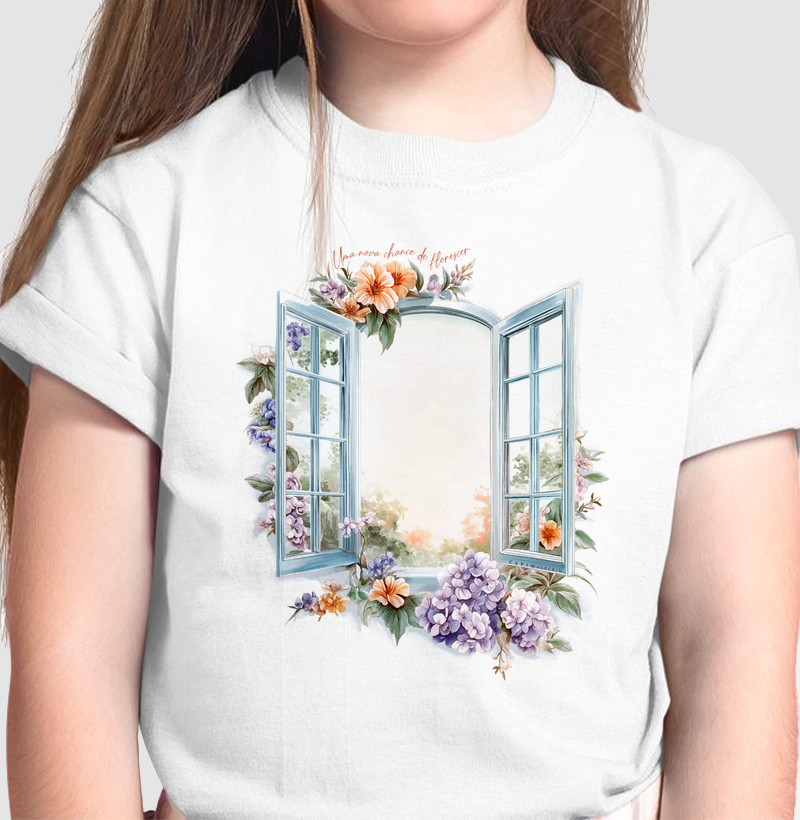 Camiseta Infantil - Janela Florida