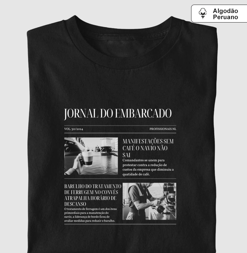  Camiseta Jornal Embarcado algodão peruano